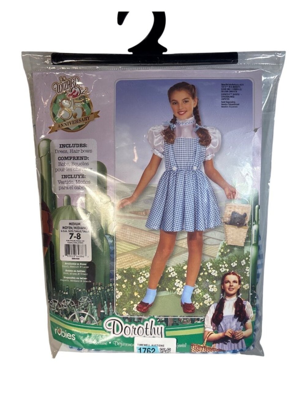 The Wizard Of Oz Dorothy Child Costume Medium 7-8 Dress & Hair Bows Rubies